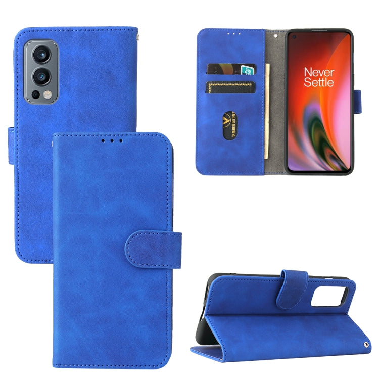 Tinta unita Skin Feel Fibbia magnetica Flip orizzontale Custodia in pelle PU con struttura in vitello con supporto e slot per schede e portafoglio, For OnePlus Nord 2 5G