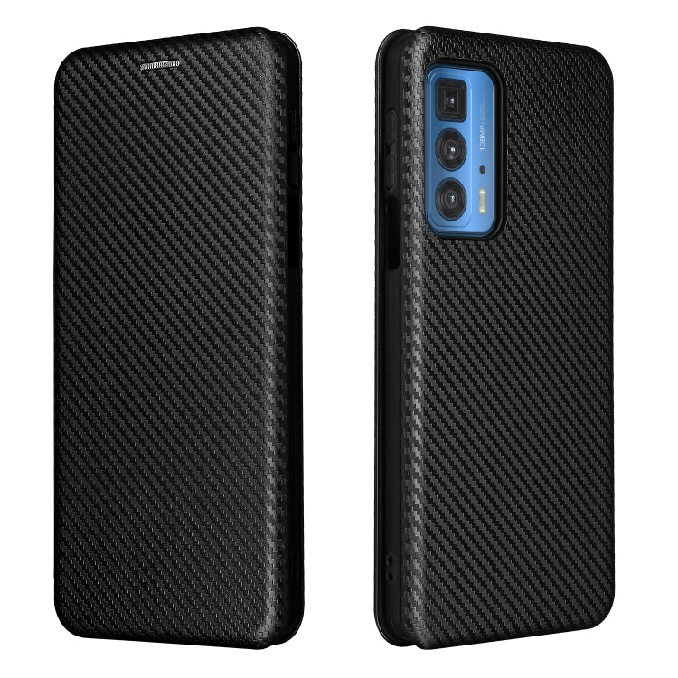 Struttura in fibra di carbonio Flip orizzontale magnetico Custodia in pelle TPU + PC + PU con slot per schede, For Motorola Edge 20 Pro