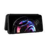 Struttura in fibra di carbonio Flip orizzontale magnetico Custodia in pelle TPU + PC + PU con slot per schede, For Motorola Edge 20 Pro