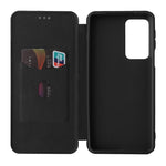 Struttura in fibra di carbonio Flip orizzontale magnetico Custodia in pelle TPU + PC + PU con slot per schede, For Motorola Edge 20 Pro