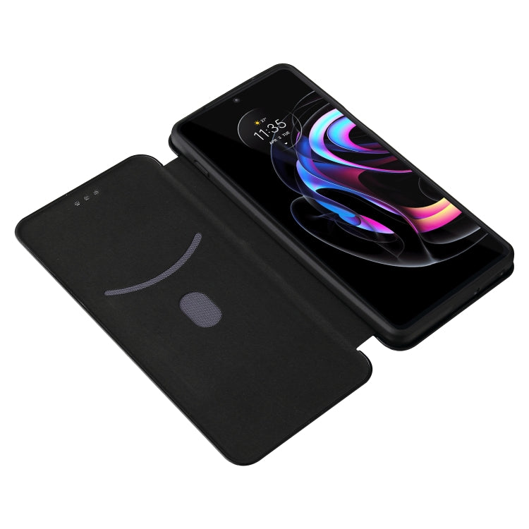 Struttura in fibra di carbonio Flip orizzontale magnetico Custodia in pelle TPU + PC + PU con slot per schede, For Motorola Edge 20 Pro