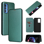 Struttura in fibra di carbonio Flip orizzontale magnetico Custodia in pelle TPU + PC + PU con slot per schede, For Motorola Edge 20 Pro