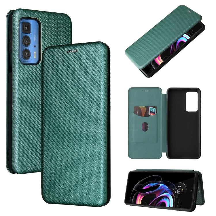 Struttura in fibra di carbonio Flip orizzontale magnetico Custodia in pelle TPU + PC + PU con slot per schede, For Motorola Edge 20 Pro