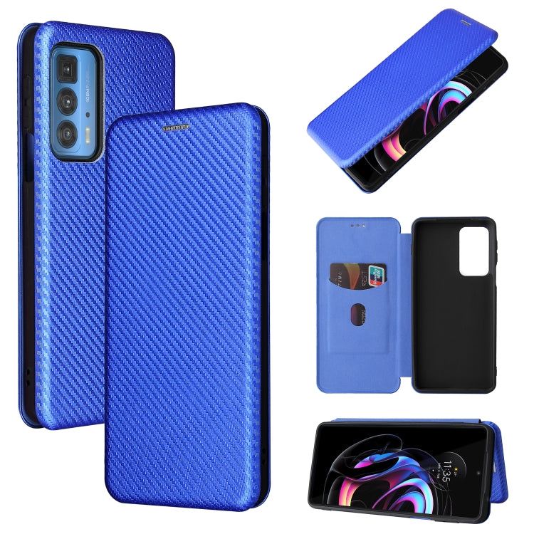 Struttura in fibra di carbonio Flip orizzontale magnetico Custodia in pelle TPU + PC + PU con slot per schede, For Motorola Edge 20 Pro