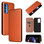 Struttura in fibra di carbonio Flip orizzontale magnetico Custodia in pelle TPU + PC + PU con slot per schede, For Motorola Edge 20 Pro