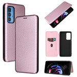 Struttura in fibra di carbonio Flip orizzontale magnetico Custodia in pelle TPU + PC + PU con slot per schede, For Motorola Edge 20 Pro