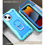 Custodia protettiva antiurto a 3 strati in PC + gomma con supporto girevole, For iPhone 13 mini, For iPhone 13