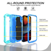 Custodia protettiva antiurto a 3 strati in PC + gomma con supporto girevole, For iPhone 13 mini, For iPhone 13