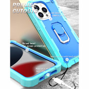 Custodia protettiva antiurto a 3 strati in PC + gomma con supporto girevole, For iPhone 13 Pro, For iPhone 13 Pro Max