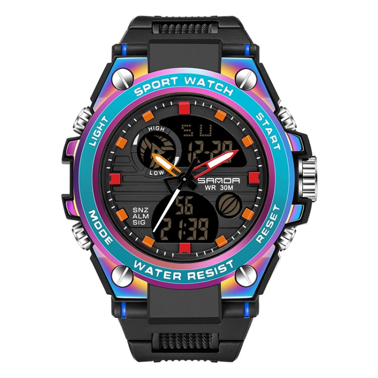 SANDA Dual Digital Display Luminoso Cronometro Cronografo Sveglia Orologio sportivo al quarzo da uomo