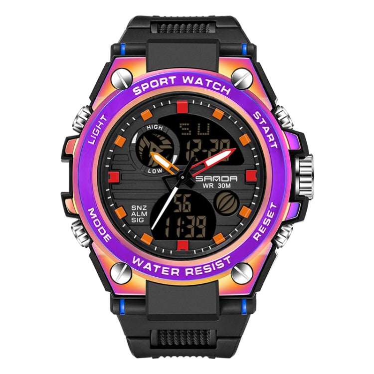 SANDA Dual Digital Display Luminoso Cronometro Cronografo Sveglia Orologio sportivo al quarzo da uomo