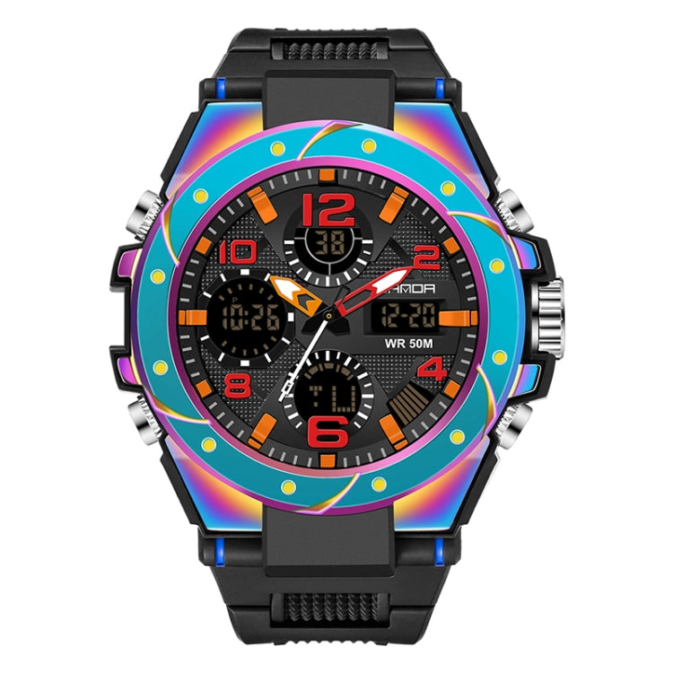 SANDA Dual Digital Display Luminoso Cronometro Cronografo Sveglia Orologio sportivo al quarzo da uomo
