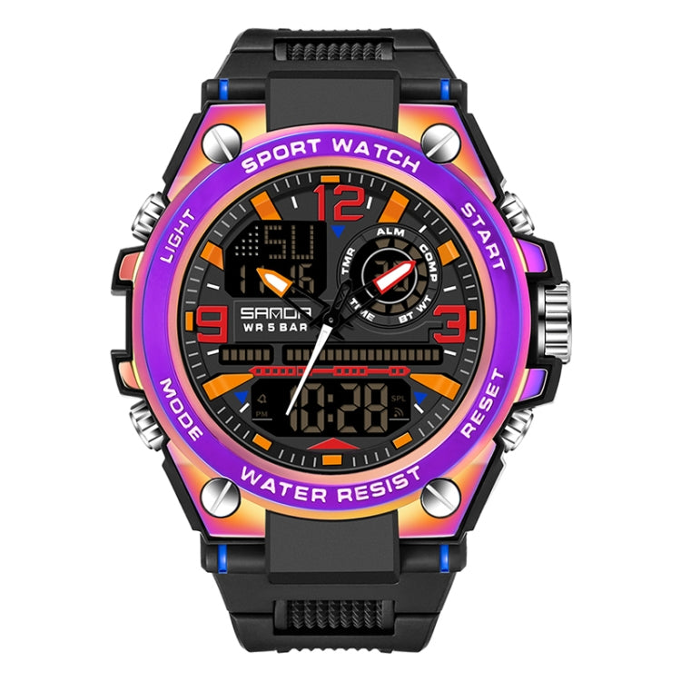 SANDA Dual Digital Display Luminoso Cronometro Cronografo Sveglia Orologio sportivo al quarzo da uomo