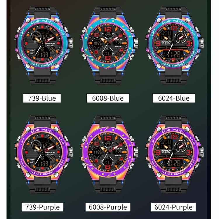 SANDA Dual Digital Display Luminoso Cronometro Cronografo Sveglia Orologio sportivo al quarzo da uomo