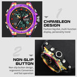 SANDA Dual Digital Display Luminoso Cronometro Cronografo Sveglia Orologio sportivo al quarzo da uomo