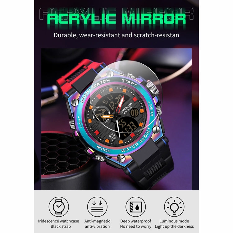 SANDA Dual Digital Display Luminoso Cronometro Cronografo Sveglia Orologio sportivo al quarzo da uomo