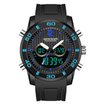 SANDA 3106 Orologio elettronico antiurto luminoso per sport all'aria aperta da uomo con doppio display digitale