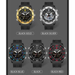 SANDA 3106 Orologio elettronico antiurto luminoso per sport all'aria aperta da uomo con doppio display digitale