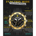 SANDA 3106 Orologio elettronico antiurto luminoso per sport all'aria aperta da uomo con doppio display digitale
