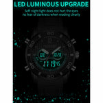 SANDA 3106 Orologio elettronico antiurto luminoso per sport all'aria aperta da uomo con doppio display digitale