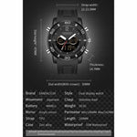 SANDA 3106 Orologio elettronico antiurto luminoso per sport all'aria aperta da uomo con doppio display digitale