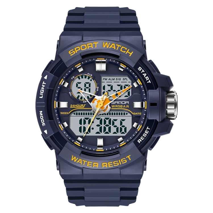 SANDA 6025 Dual Time Display digitale Calendario luminoso Orologio al quarzo sportivo da uomo multifunzionale impermeabile