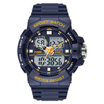SANDA 6025 Dual Time Display digitale Calendario luminoso Orologio al quarzo sportivo da uomo multifunzionale impermeabile