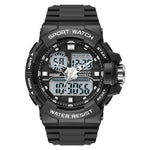 SANDA 6025 Dual Time Display digitale Calendario luminoso Orologio al quarzo sportivo da uomo multifunzionale impermeabile