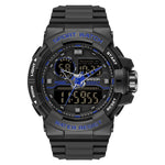 SANDA 6025 Dual Time Display digitale Calendario luminoso Orologio al quarzo sportivo da uomo multifunzionale impermeabile