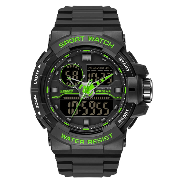 SANDA 6025 Dual Time Display digitale Calendario luminoso Orologio al quarzo sportivo da uomo multifunzionale impermeabile