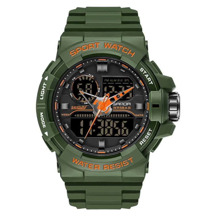 SANDA 6025 Dual Time Display digitale Calendario luminoso Orologio al quarzo sportivo da uomo multifunzionale impermeabile