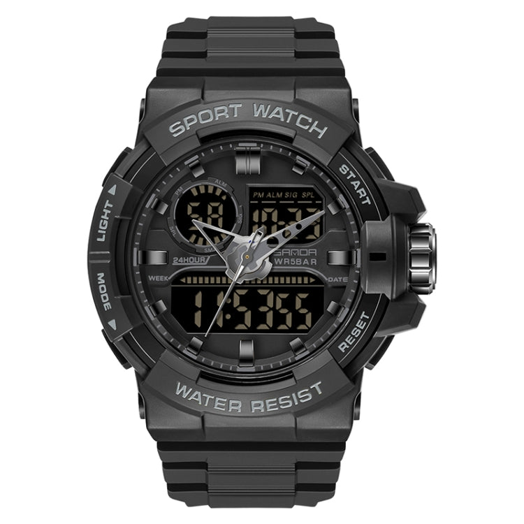 SANDA 6025 Dual Time Display digitale Calendario luminoso Orologio al quarzo sportivo da uomo multifunzionale impermeabile