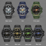 SANDA 6025 Dual Time Display digitale Calendario luminoso Orologio al quarzo sportivo da uomo multifunzionale impermeabile