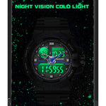 SANDA 6025 Dual Time Display digitale Calendario luminoso Orologio al quarzo sportivo da uomo multifunzionale impermeabile