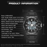 SANDA 6025 Dual Time Display digitale Calendario luminoso Orologio al quarzo sportivo da uomo multifunzionale impermeabile