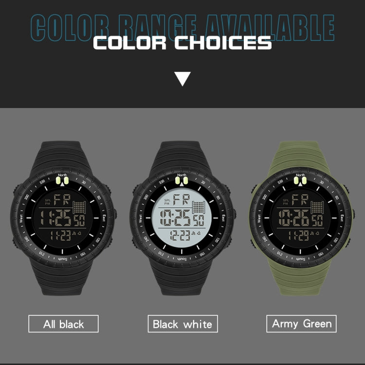 SANDA 6071 Display digitale a LED con schermo a tre divisioni Cronometro luminoso Orologio elettronico sportivo da uomo multifunzionale