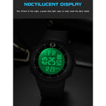 SANDA 6071 Display digitale a LED con schermo a tre divisioni Cronometro luminoso Orologio elettronico sportivo da uomo multifunzionale