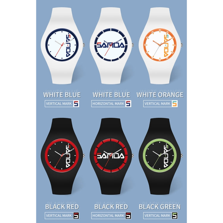 SANDA 6076 Orologio al quarzo da donna con cinturino in silicone con quadrante rotondo a scala semplice