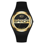 SANDA 6077 Orologio al quarzo da donna con cinturino in silicone con quadrante rotondo e icona semplice