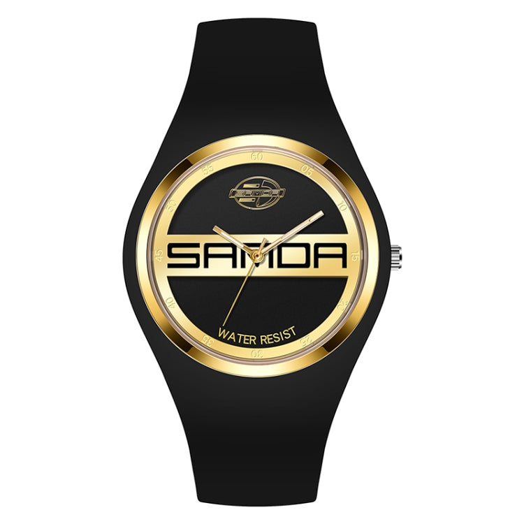 SANDA 6077 Orologio al quarzo da donna con cinturino in silicone con quadrante rotondo e icona semplice