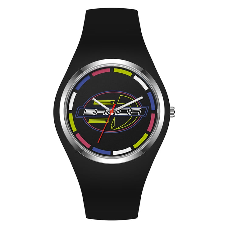 SANDA 6077 Orologio al quarzo da donna con cinturino in silicone con quadrante rotondo e icona semplice