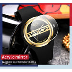 SANDA 6077 Orologio al quarzo da donna con cinturino in silicone con quadrante rotondo e icona semplice