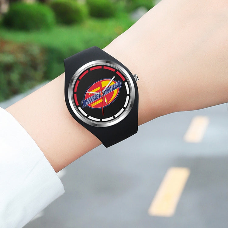 SANDA 6077 Orologio al quarzo da donna con cinturino in silicone con quadrante rotondo e icona semplice