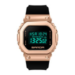 SANDA 9006 Orologio elettronico sportivo con quadrante quadrato con display digitale a LED per uomo e donna