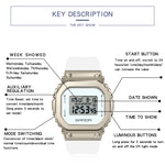 SANDA 9006 Orologio elettronico sportivo con quadrante quadrato con display digitale a LED per uomo e donna