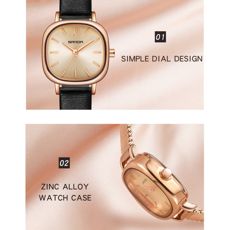 SANDA P1098 Orologio al quarzo da donna con quadrante ovale con scala a barra semplice