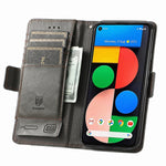 CustodiaNeo Business Custodia in pelle PU con doppia fibbia magnetica con giunzione orizzontale con supporto, slot per carte e portafoglio, For Google Pixel 5a 5G