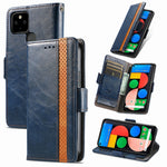CustodiaNeo Business Custodia in pelle PU con doppia fibbia magnetica con giunzione orizzontale con supporto, slot per carte e portafoglio, For Google Pixel 5a 5G