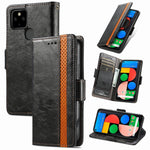 CustodiaNeo Business Custodia in pelle PU con doppia fibbia magnetica con giunzione orizzontale con supporto, slot per carte e portafoglio, For Google Pixel 5a 5G
