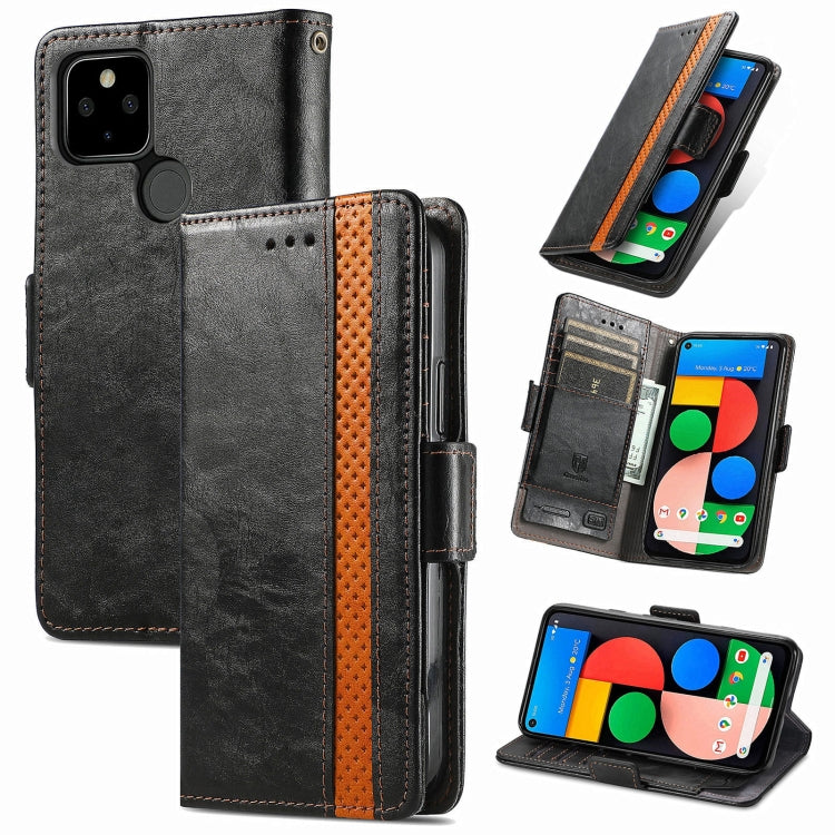 CustodiaNeo Business Custodia in pelle PU con doppia fibbia magnetica con giunzione orizzontale con supporto, slot per carte e portafoglio, For Google Pixel 5a 5G